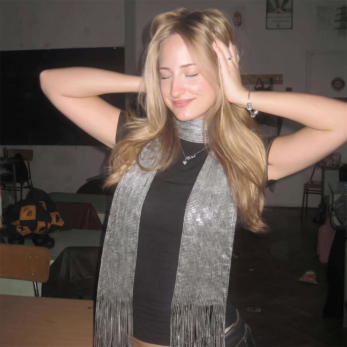 Y2K Glitzernder Faden-Schal mi – Fashion Street Night Bewertung und Preis